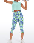 Blue 3D flower leaves capris