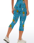 Fruit hand drawn leopard pineapple banana capris