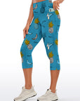 Fruit hand drawn leopard pineapple banana capris