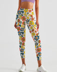 Flower colorful exotic pattern leaves leggings