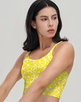 Fruit yellow lemon print tank tops