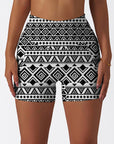 Ethnic tribal aztec motives black white shorts