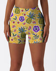 Fruit pineapple cherry yellow shorts