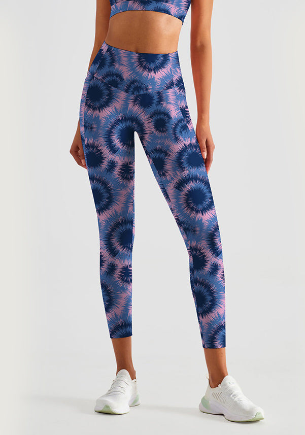 Watercolor tie dye pattern dark purple  leggings