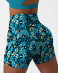 Animal colorful leopard pattern blue shorts