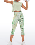 Gilt water ripple gold green marble print capris