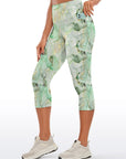 Gilt water ripple gold green marble print capris