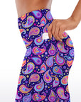 Purple paisley print design capris