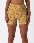 Cartoon carrot little heart pattern pastel yellow shorts