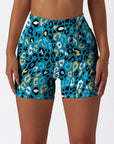 Animal colorful leopard pattern blue shorts