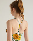 Flower yellow peony bloming tank tops