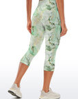 Gilt water ripple gold green marble print capris