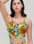 Flower yellow peony bloming tank tops