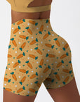 Cartoon carrot little heart pattern pastel yellow shorts