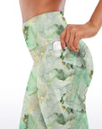 Gilt water ripple gold green marble print capris