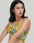 Flower yellow peony bloming tank tops