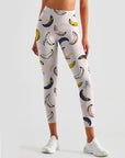 Fruit banana colourful hand sketch drawn pattern leggings