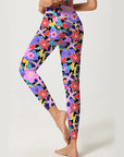 Flower hand paint magnolia love rainbow patchwork leggings