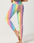 Colorful feather print leggings