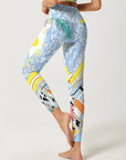 Botanical forest racecourse print yoga leggings