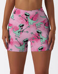 Cartoon crazy dinosaur pink shorts