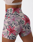 Flower pink tropical hibiscus shorts