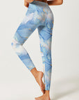 Gilt blue marble water ripple leggings