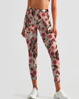 Flower rose hawthorn red retro leggings