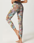 Botanical multicolor leaves leggings