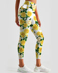 Flower yellow rose leggings