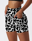 Irregular abstract blobs black and white shorts