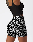 Irregular abstract blobs black and white shorts