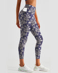 Flowers hand drawn sketch rose blackberry purple leggings