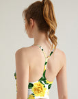 Flower yellow rose tank tops