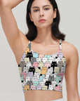 Animal cartoon colorful cat head tank tops