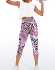 Animal leopard zebra print patchwork pink capris