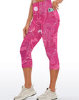 Minimalist line art face pattern rose pink capris