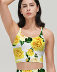 Flower yellow rose tank tops