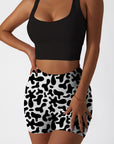 Irregular abstract blobs black and white shorts