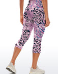 Animal leopard zebra print patchwork pink capris