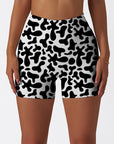 Irregular abstract blobs black and white shorts