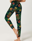 Hawaiian tropical colorful tribal tiki mask leggings