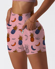 Fruit pineapple banana leopard pink shorts