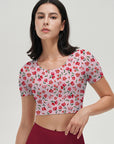 Flower pink ditsy wildflower short sleeve tops