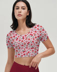 Flower pink ditsy wildflower short sleeve tops