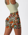 Ethnic ukrainian floral pattern shorts