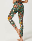 Flower colorful ditsy floral dark watercolor leggings