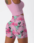 Cartoon crazy dinosaur pink shorts