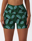 Botanical green palm leaves shorts