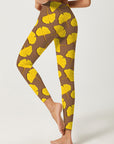 Botanical yellow ginkgo leaves leggings